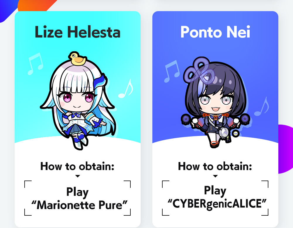 Lize Helesta How to obtain: Play "Marionette Pure"　Ponto Nei How to obtain: Play "CYBERgenicALICE"